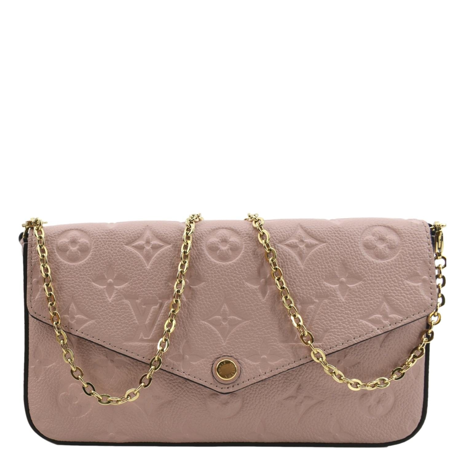 LOUIS VUITTON Pochette Felicie Monogram Leather Chain Wallet Pink