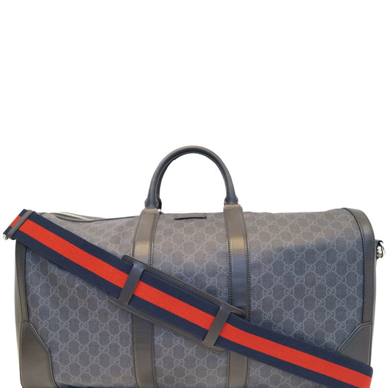 Gucci: Black Large GG Supreme Carry-On Duffle Bag