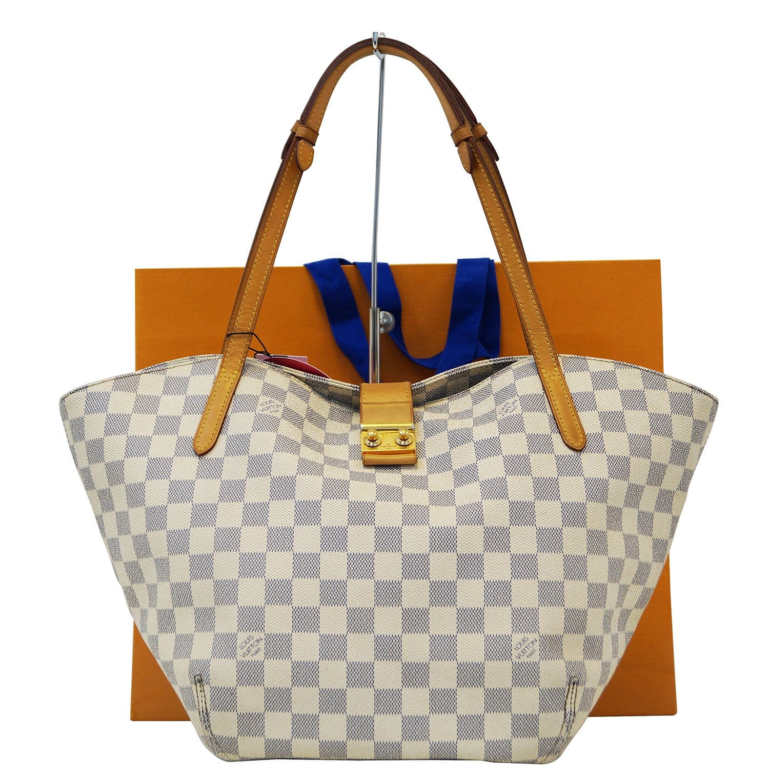 Lolas Bag White Gold Checkered Tote With Clutch