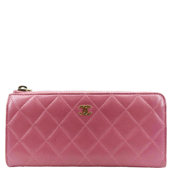 Chanel Pink Quilted Caviar Leather CC Zip Coin Purse Chanel