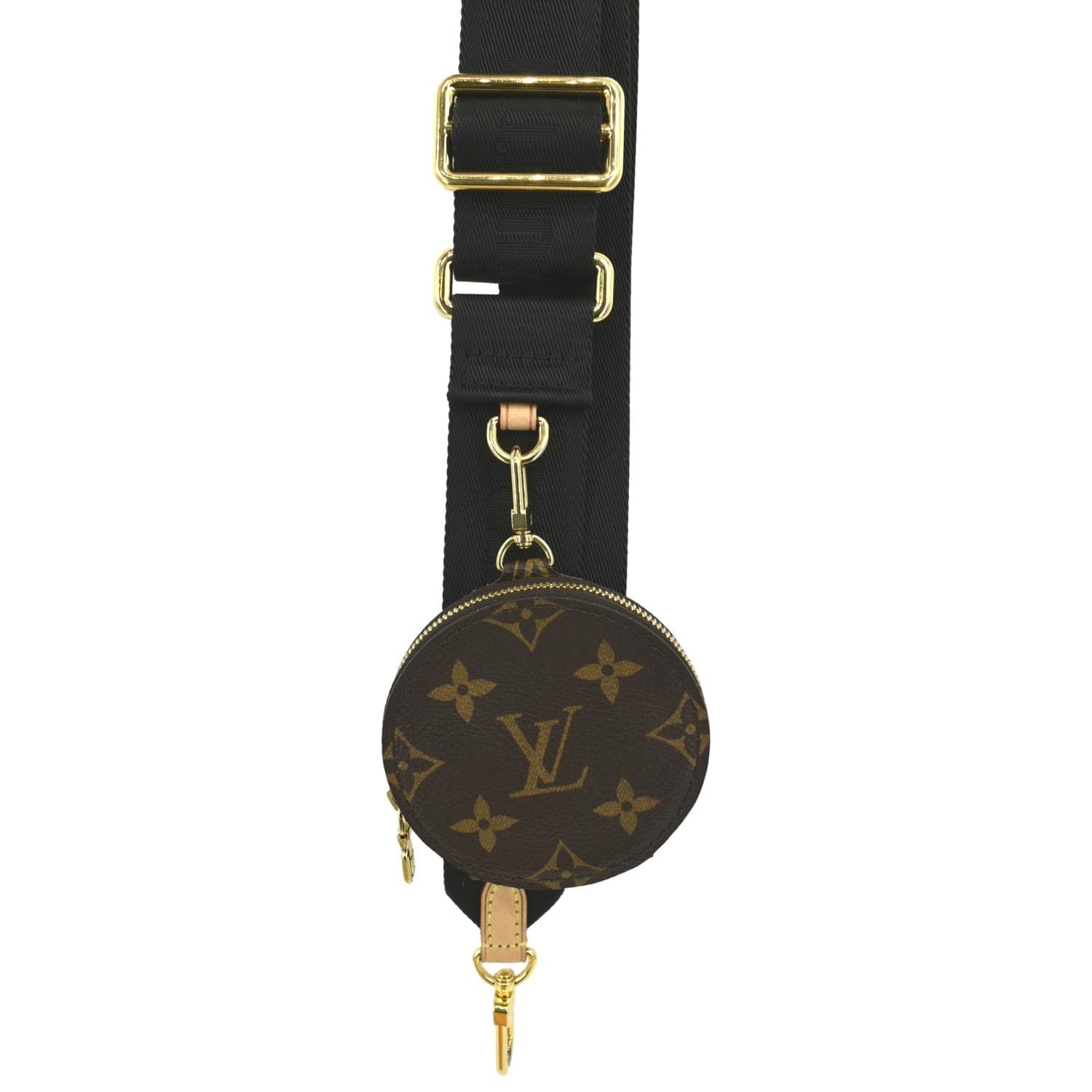 LOUIS VUITTON Nylon Monogram Strap with Coin Purse Black 616559