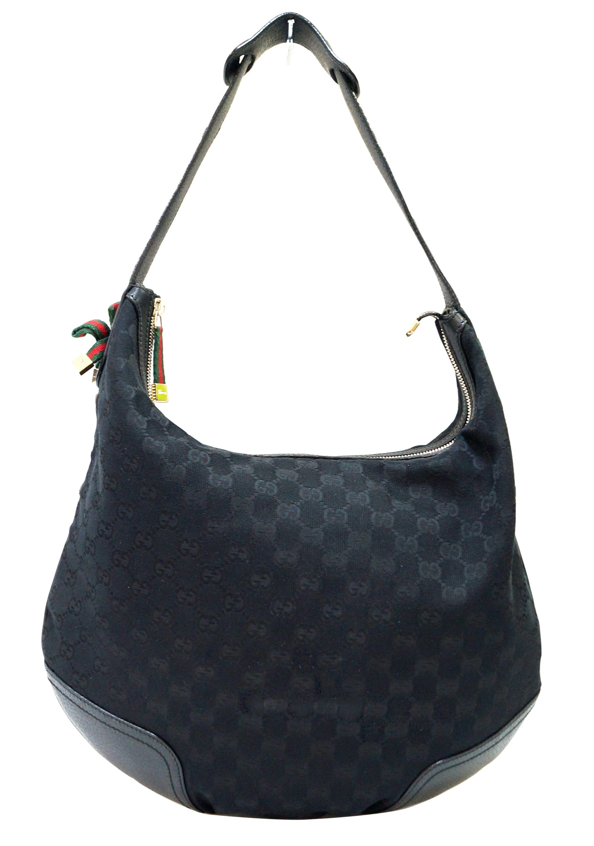 Gucci black monogram GG canvas hobo shoulder bag