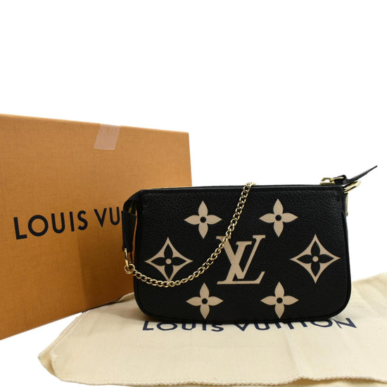 🔥NEW LOUIS VUITTON Mini Pochette Chain Monogram Empreinte Leather  Black❤️GIFT!