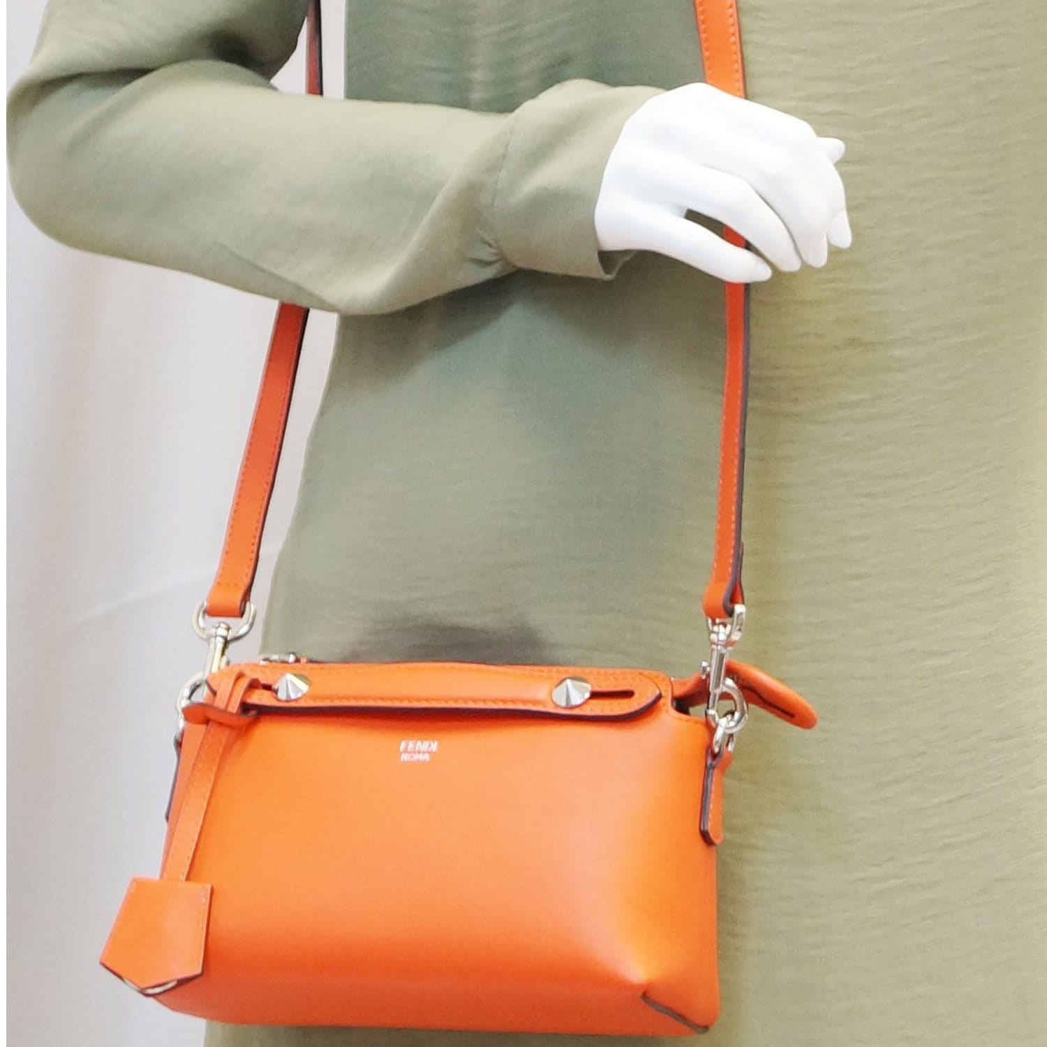 FENDI Orange Leather By the Way Mini Shoulder Crossbody Bag - FINAL CA