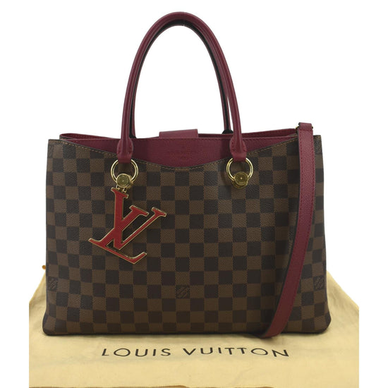 Louis Vuitton Riverside Damier Ebene Satchel Shoulder Bag Brown Black Orange