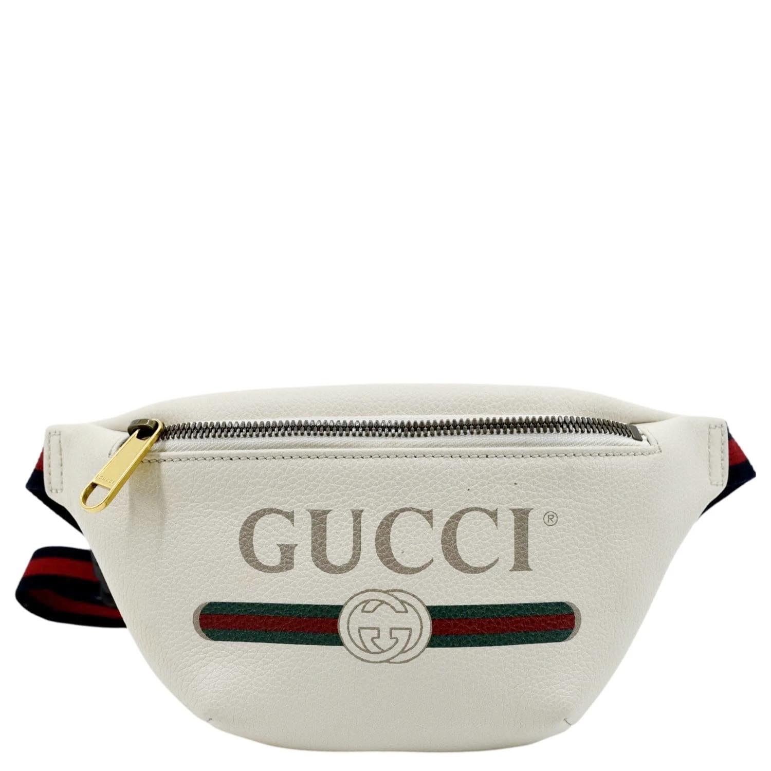 GUCCI Print Small Leather Belt Waist Bum Bag White 527792