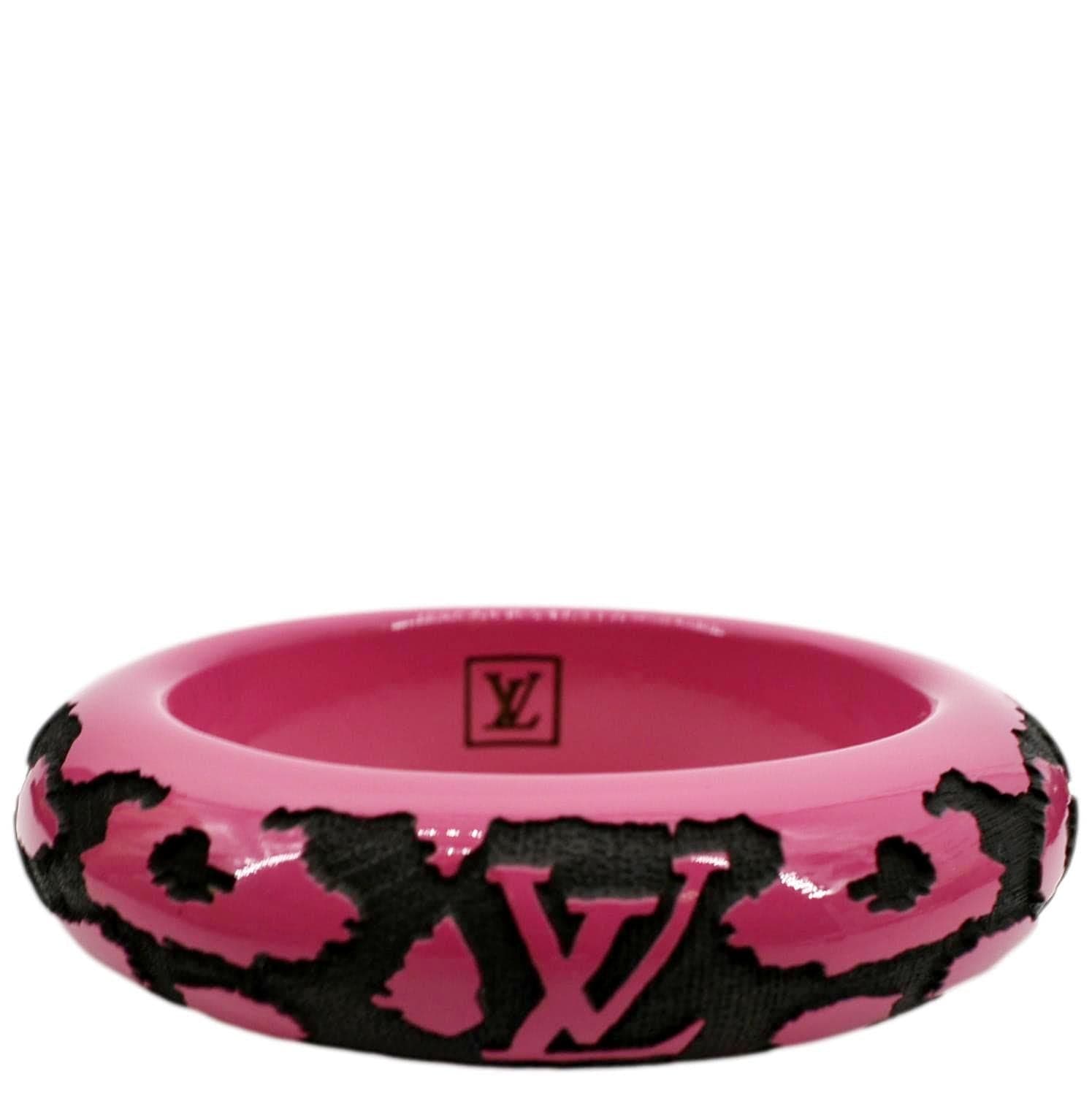 Louis Vuitton Leo Bangle Monogram Lacquer Wood Bracelet Fuchsia Pink