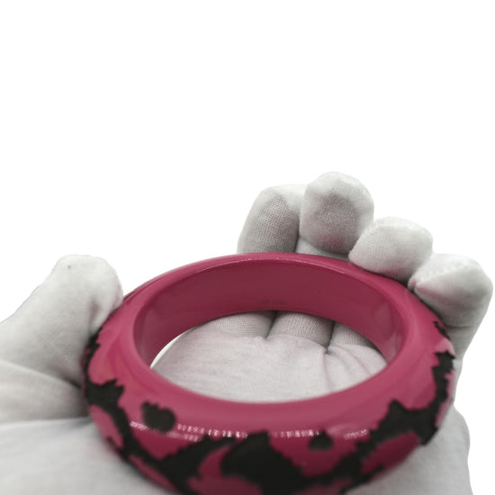 Louis Vuitton Leo Bangle Monogram Lacquer Wood Bracelet Fuchsia Pink