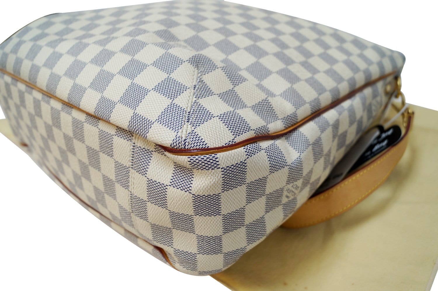 Authentic LOUIS VUITTON Soffi Damier Azur Canvas White Shoulder Handba