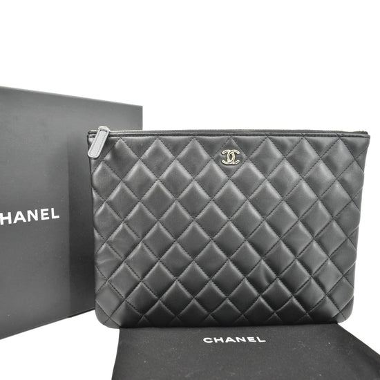 Chanel Small Zipped O Case Pouch in Black Chevron Quilted Lambskin with  Champagne Gold Hardware - SOLD