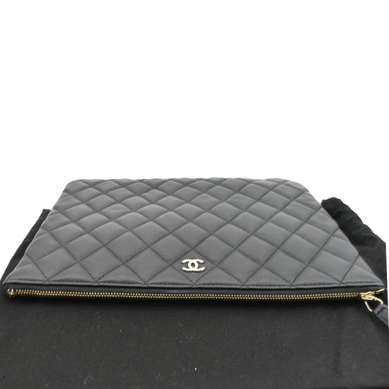 Chanel Green Quilted Lambskin Leather Casino Small O-Case Zip