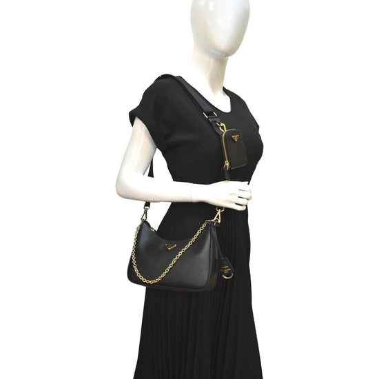 PRADA Saffiano Lux Re-Edition 2005 Shoulder Bag Black 563002