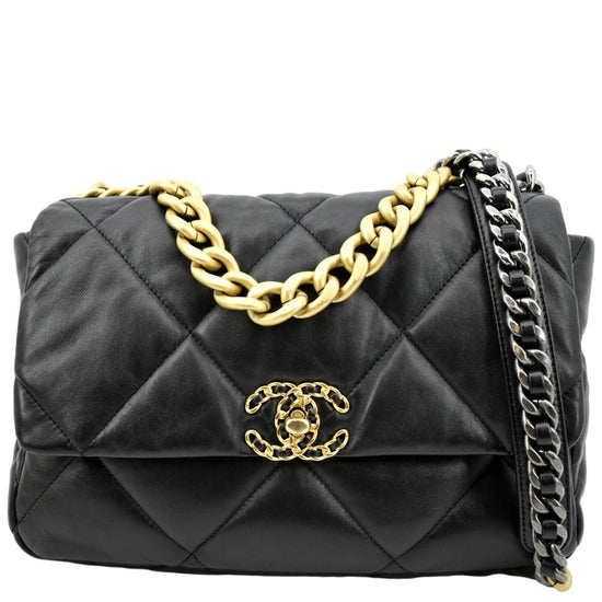 Chanel CC Quilted Leather Flap Bag Black Lambskin ref.947958