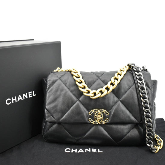 CHANEL Lambskin Quilted Medium Chanel 19 Flap Dark Grey 1246178