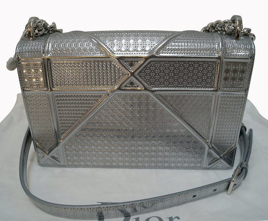 Dior Diorama Silver calf leather Medium Bag Silvery ref.221270