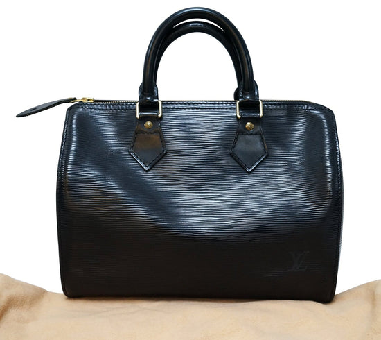 Louis Vuitton Black 25 Speedy Bag Bandoulière in Epi Leather and