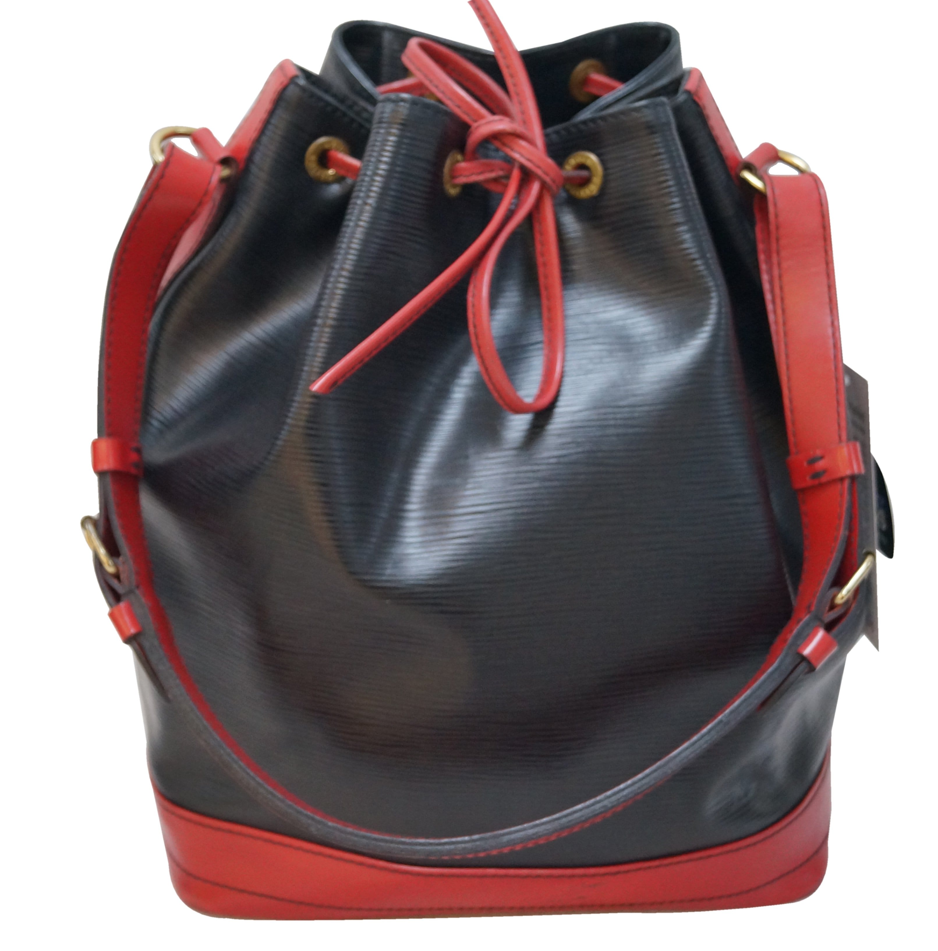 LOUIS VUITTON NOE GM HANDBAG IN TWO-TONE BLACK RED EPI LEATHER