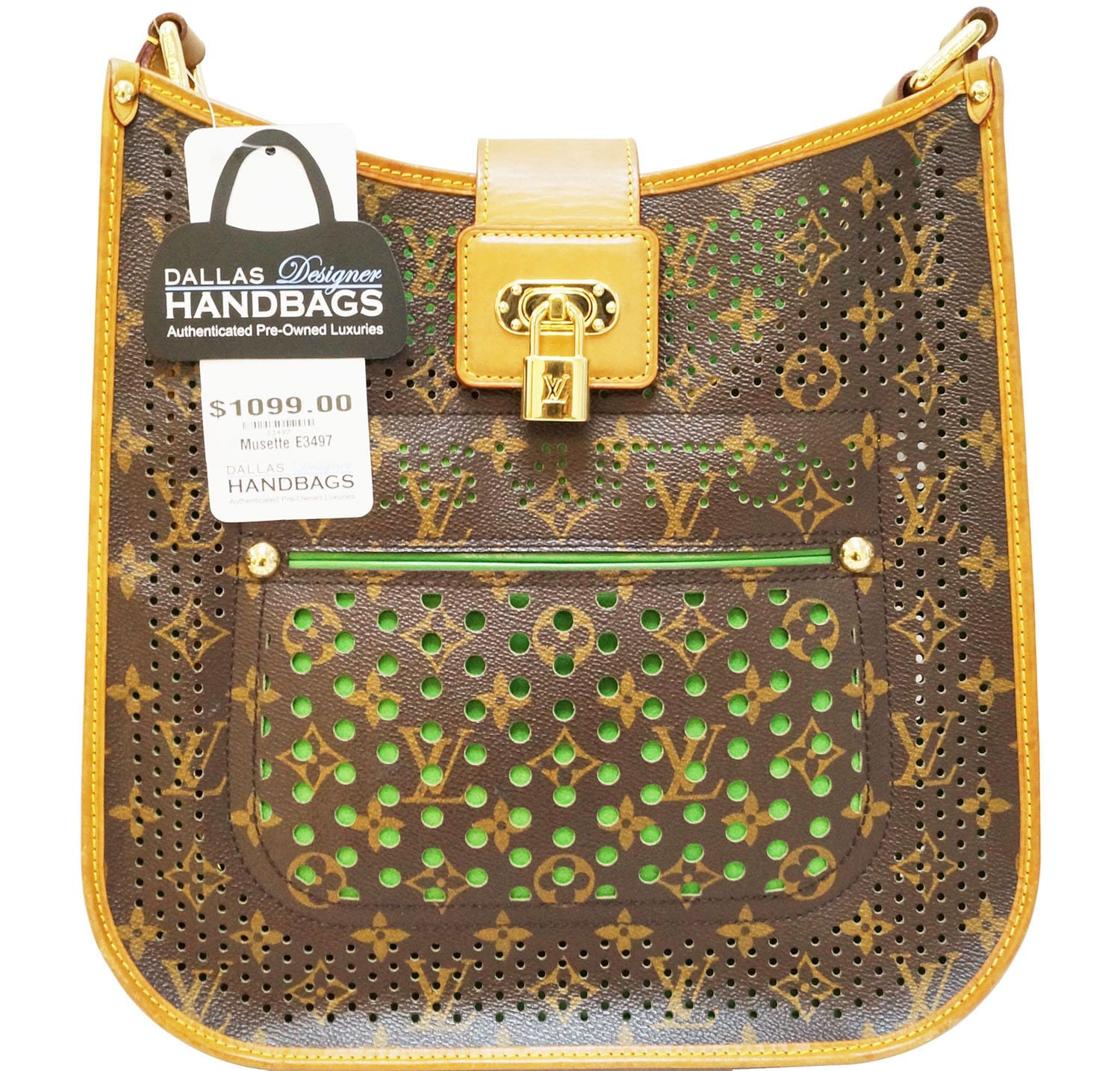 Green Monogram Perforated Pochette Accessoires