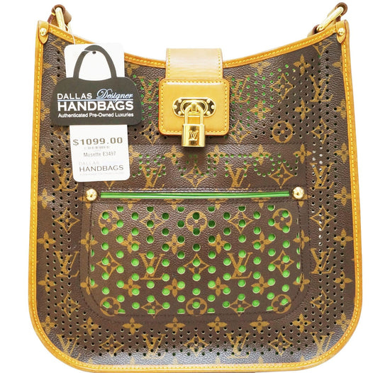 Louis Vuitton Monogram Perforated Musette Green Crossbody Bag at 1stDibs