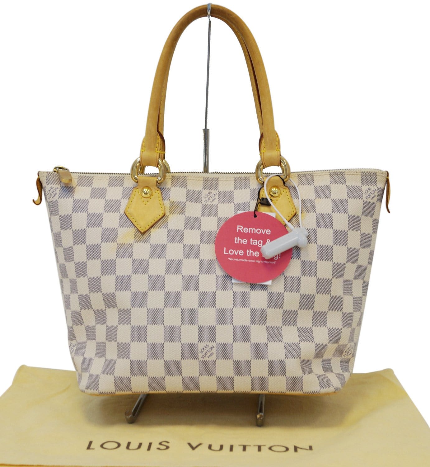 LOUIS VUITTON Saleya MM Damier Azur Tote Bag White