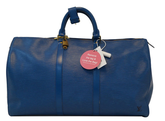 Keepall cloth travel bag Louis Vuitton Blue in Cloth - 32539313