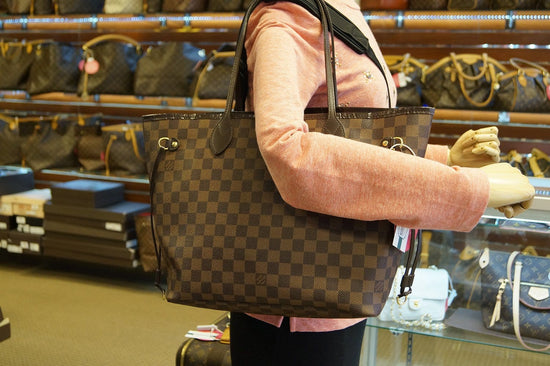 LOUIS VUITTON Neverfull MM Damier Ebene Tote Bag Brown- 15% OFF