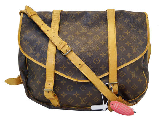 LOUIS VUITTON Saumur 43 Monogram Canvas Shoulder Bag Brown