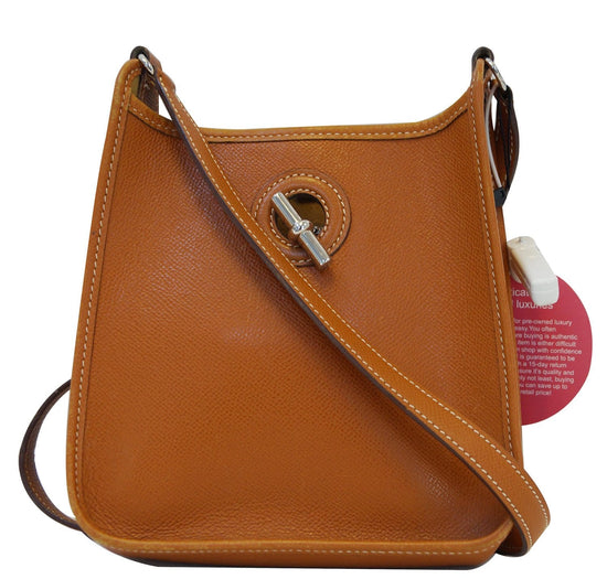 Authentic Hermes Orange Epsom Vespa PM Leather Shoulder Bag Vintage