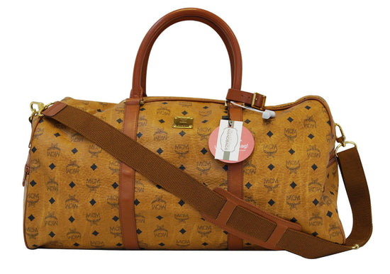 MCM Visetos Cognac Brown Golf Collection Boston Bag -  Israel