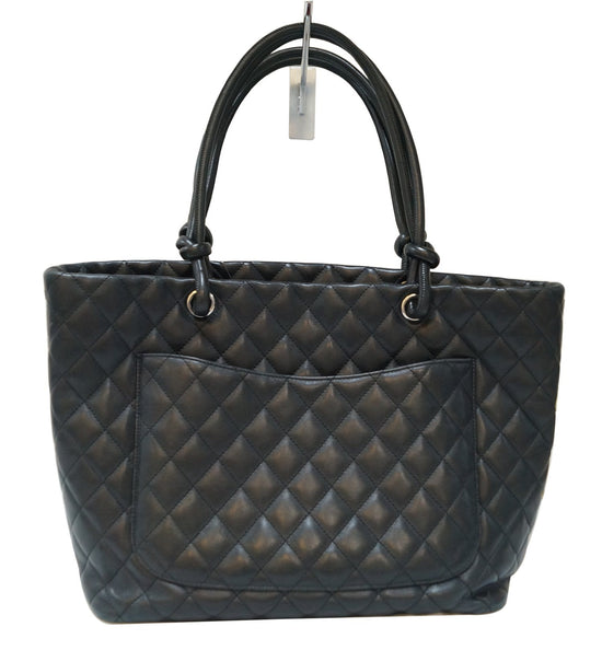 Gorgeous Chanel Cambon Tote bag in black quilted lambskin, SHW at