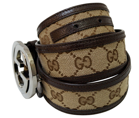 GUCCI GG Supreme Monogram Equestrian Wide Belt 85 34 Brown