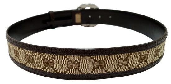 GUCCI GG Supreme Monogram Equestrian Wide Belt 85 34 Brown