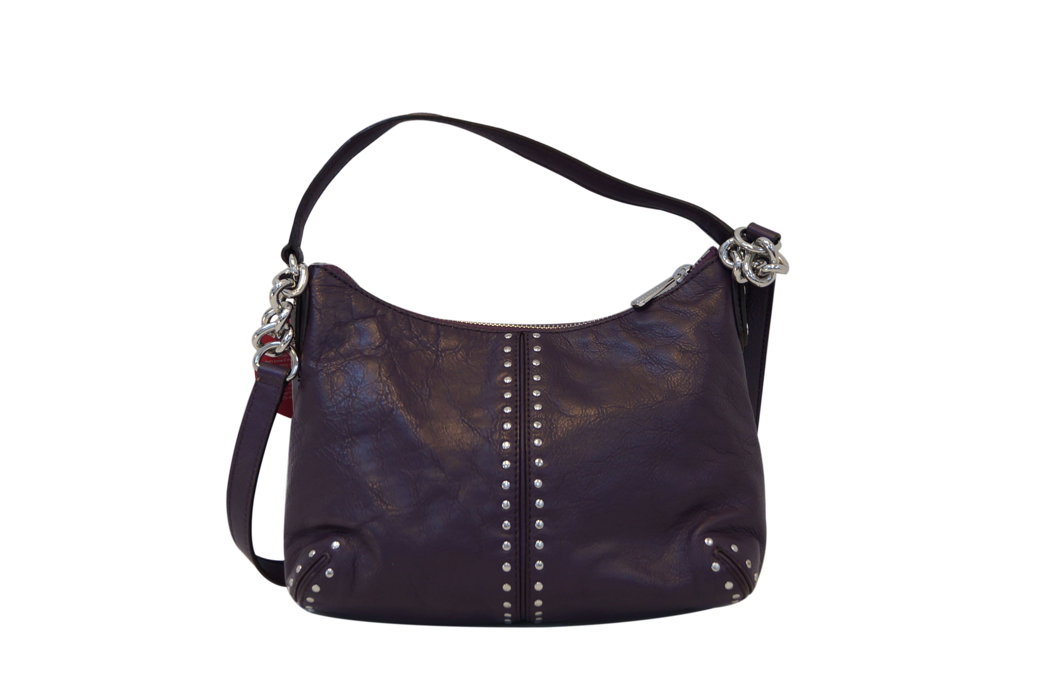 purple and black michael kors purse