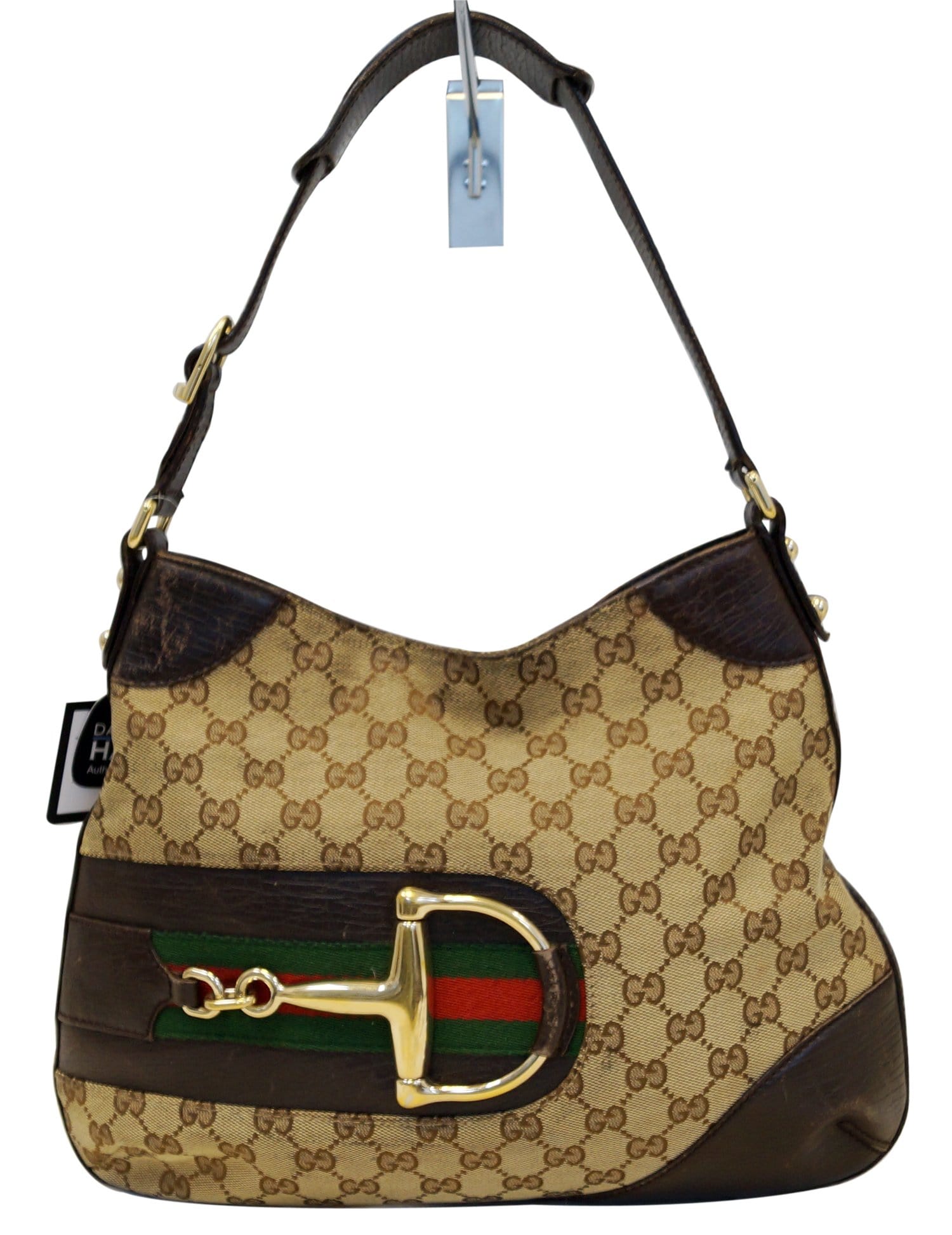 Gucci Beige/Ebony GG Canvas and Leather Bamboo Shoulder Bag Gucci