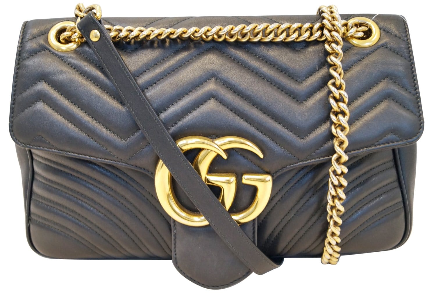 GG Matelassé small bag in black leather