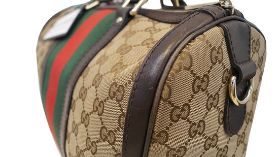 GUCCI Vintage Web Medium Original GG Boston Bag with Signature Web