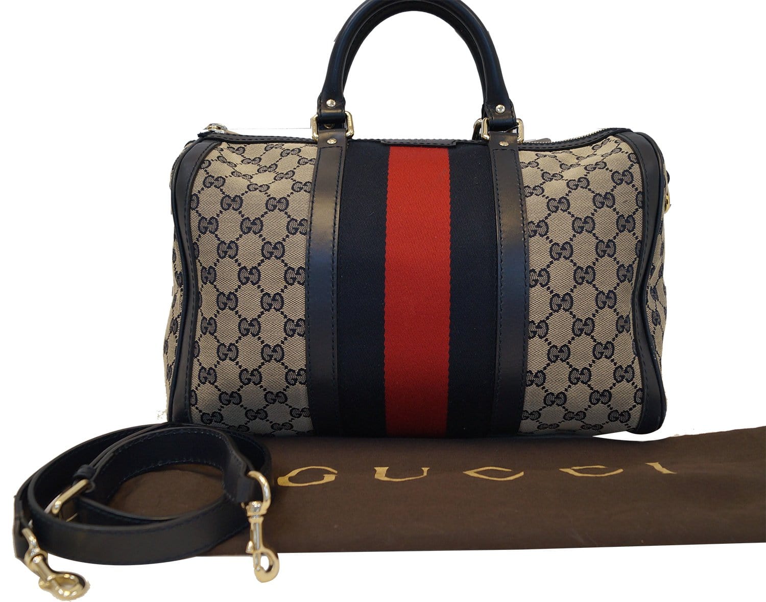 Vintage Gucci Black Signature Boston Bag