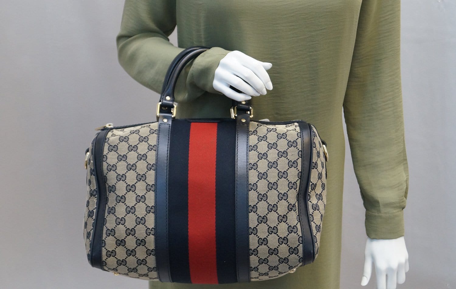 gucci vintage web boston bag