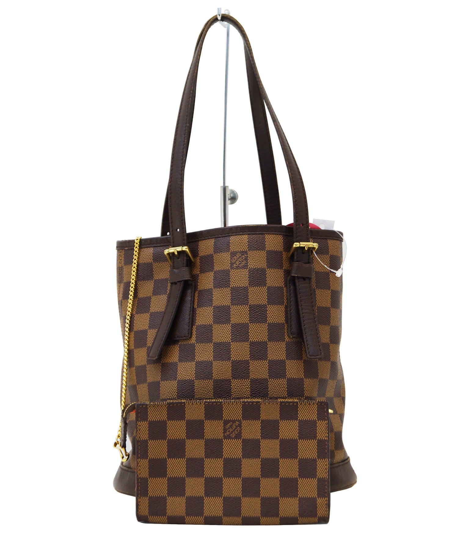 LOUIS VUITTON Damier Ebene Brown Marais Bucket Bag