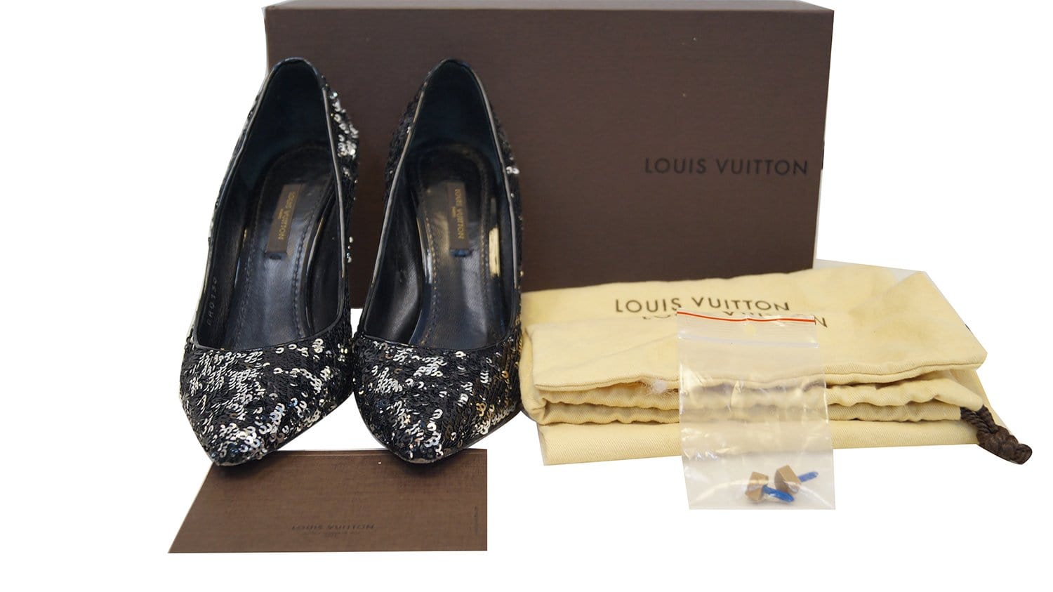 Louis Vuitton Black/Silver Sequin Liza Slingback Sandals Size 39