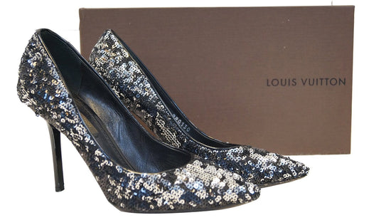 Louis Vuitton Gold Sequins Liza Pointed Toe Pumps Size 38.5 Louis