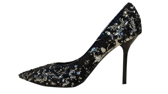 Louis Vuitton, Shoes, Louis Vuitton Liza Sequin Black Silver Pointy Toe  Pumps Noir Sz 37