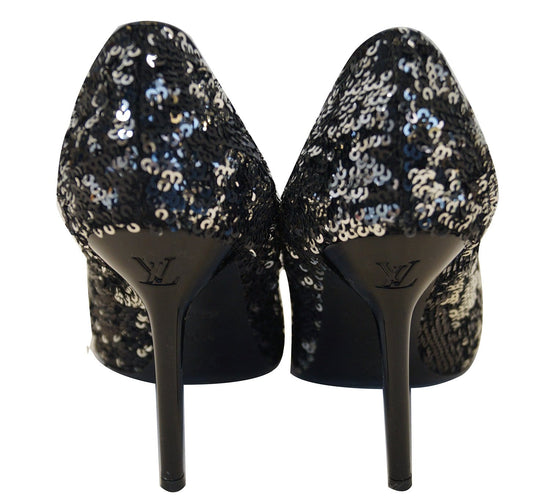 LOUIS VUITTON Black Sequin Liza Pumps Size 35.1/2 - Sale