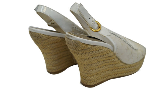 Louis Vuitton Monogram Denim Espadrilles Wedge Sandals - Size 9 / 39 ( –  LuxeDH