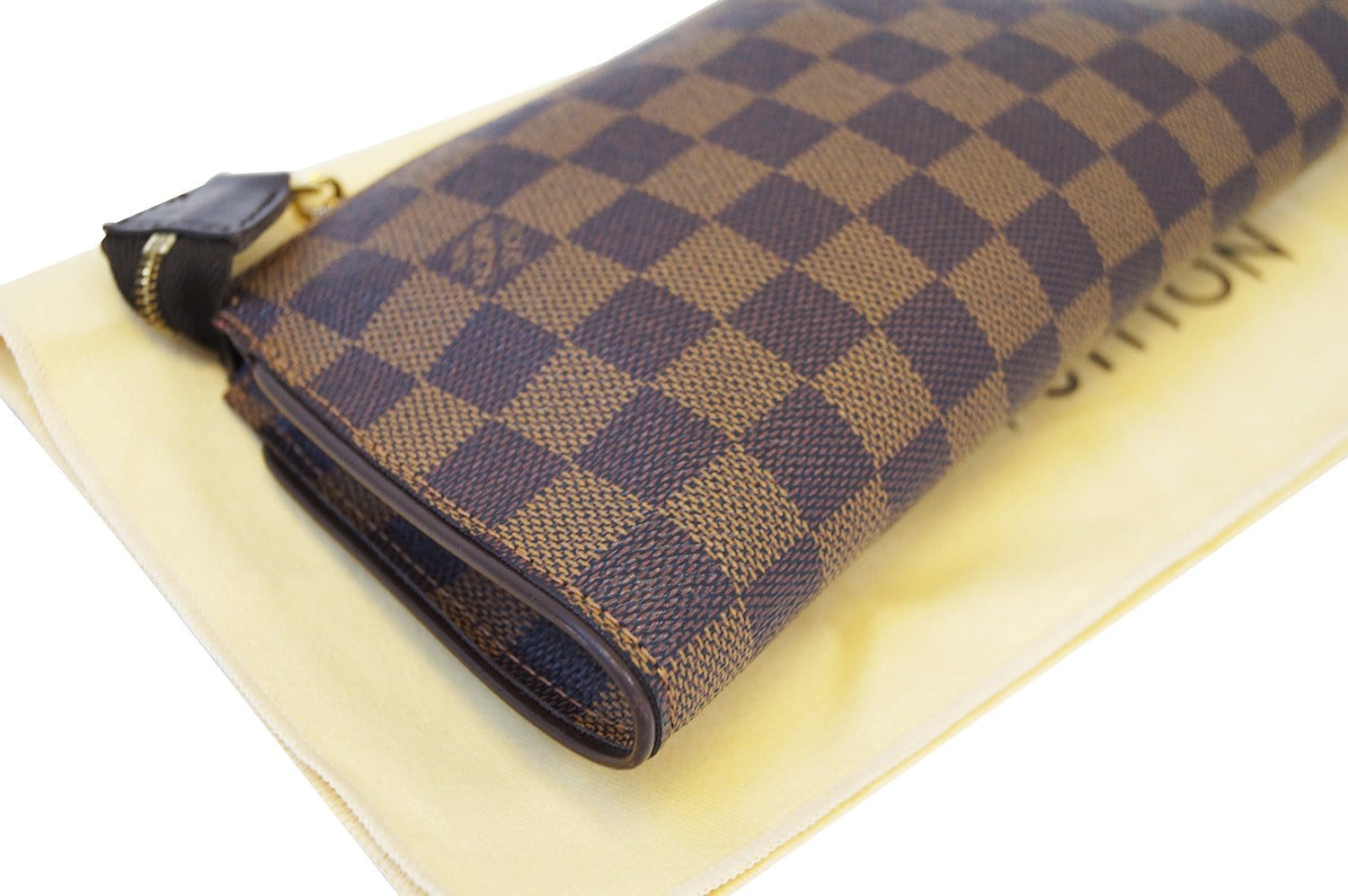 LOUIS VUITTON 2016 Damier Azur Mini Pochette top zip gold chain