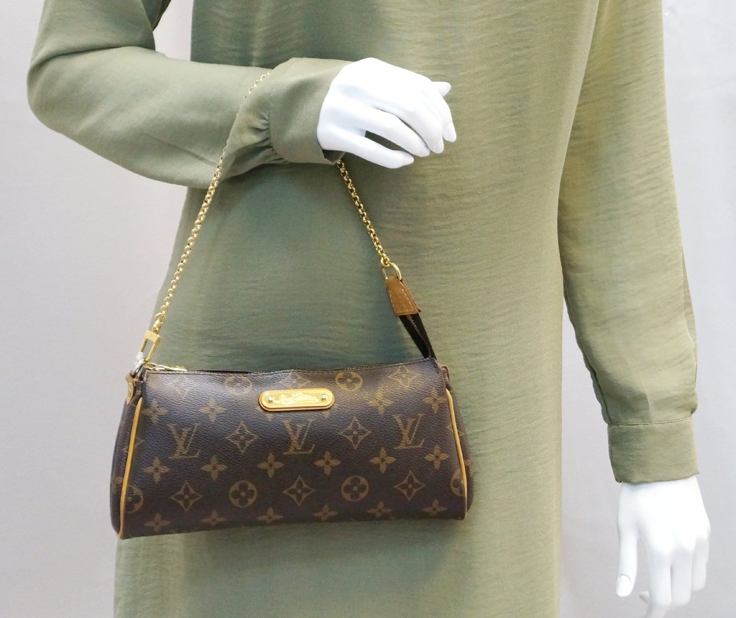 LOUIS VUITTON Monogram Canvas Pochette Eva Clutch Crossbody Bag