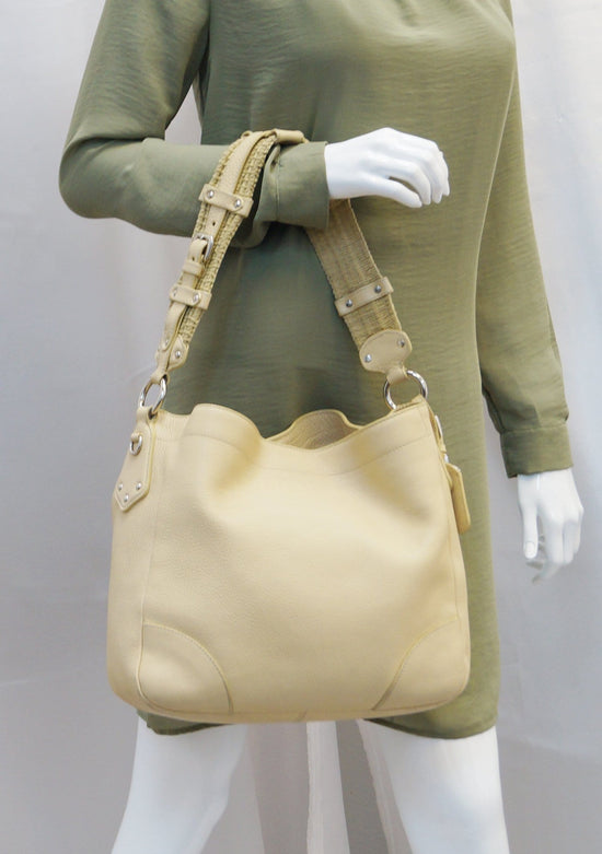 Prada Hobo Bag - Daino Shoulder Bag Cream Leather