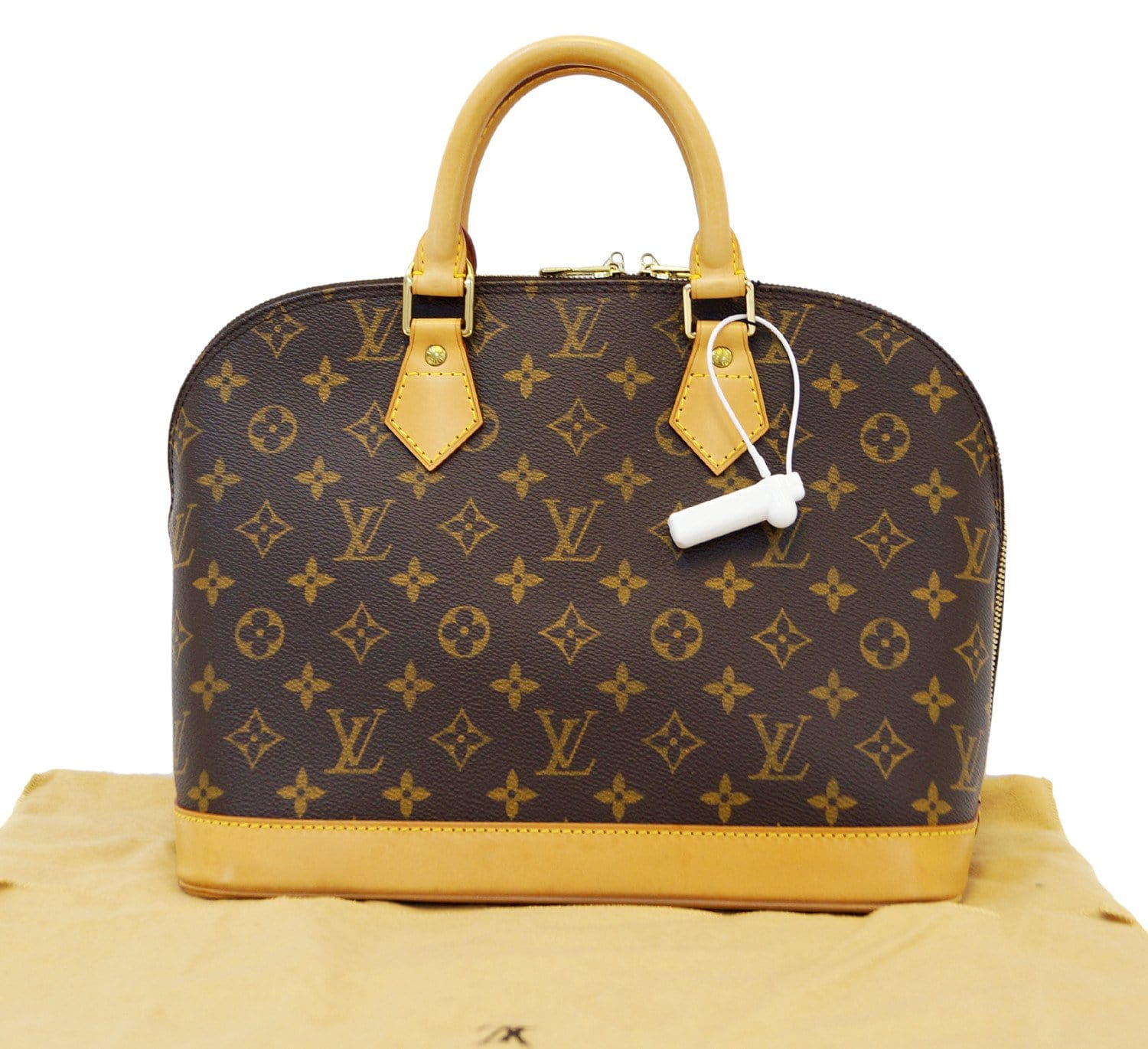 Louis Vuitton Alma MM handbag with strap in brown Monogram canvas at 1stDibs