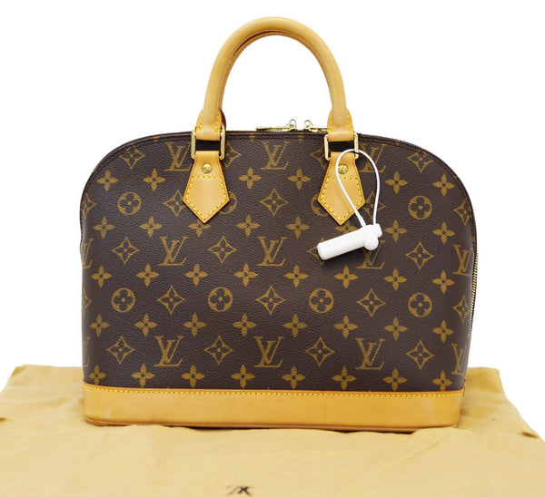 Authentic Louis Vuitton Monogram Canvas Alma Brown Handbag E2798