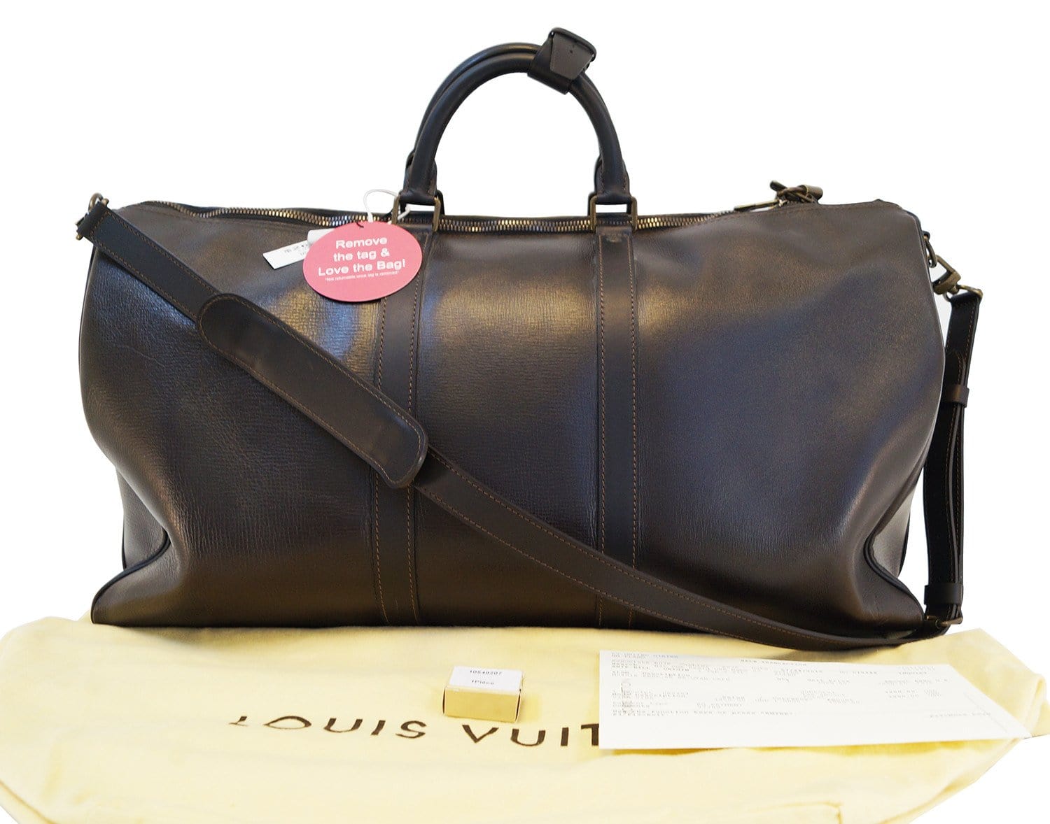 Louis Vuitton Shiny Pebbled Leather Duffle Bag Black